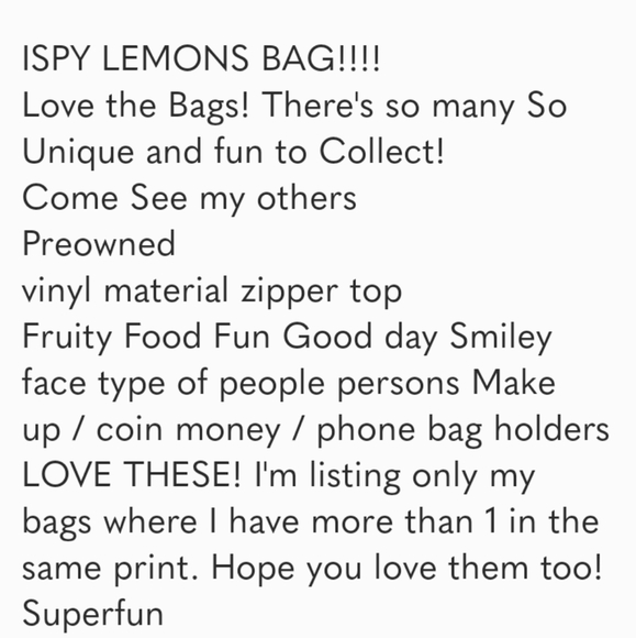 ISPY LEMON Makeup Bags pouch zipper close SUPER CUTE Yellow - Picture 3 of 3